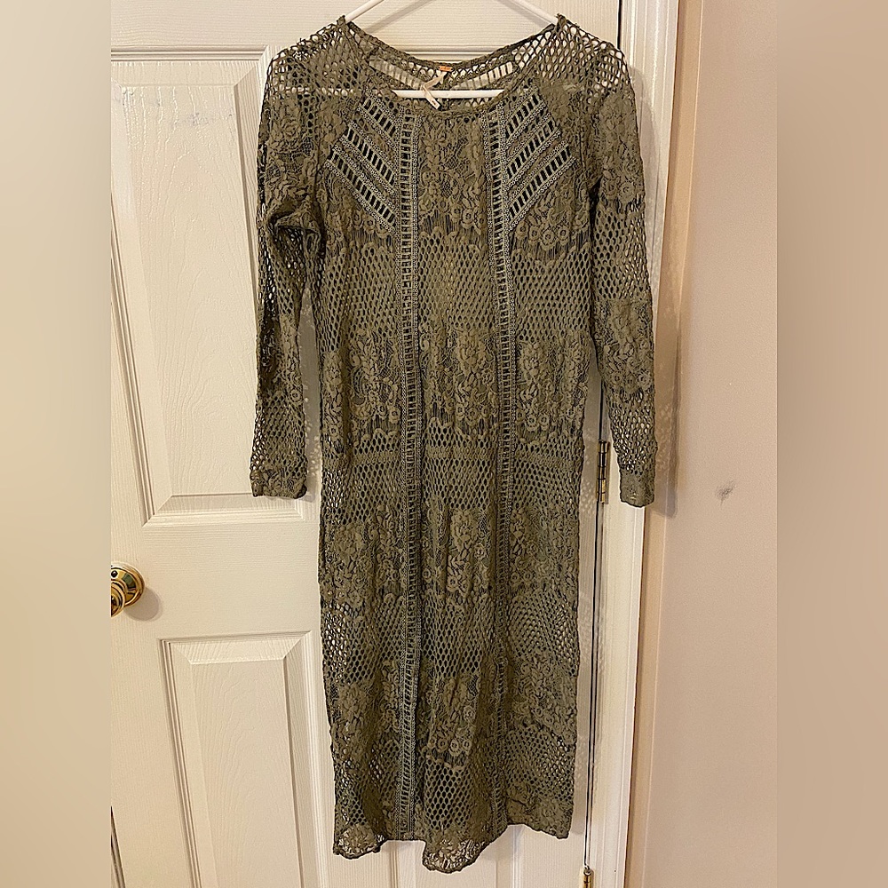 Free People Midi Dress in Olive